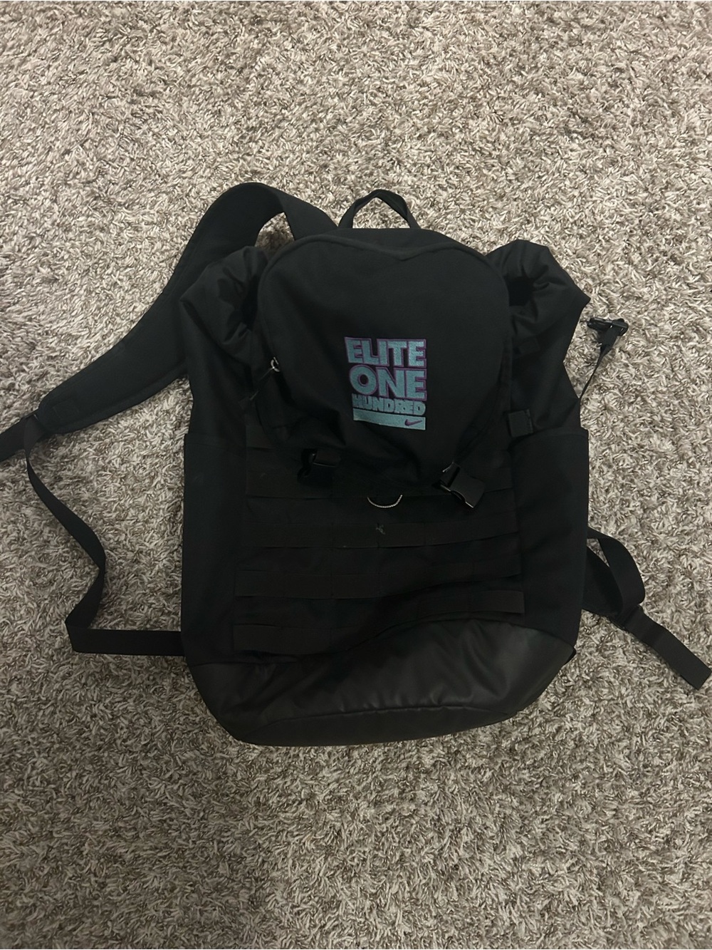 Nike Black 'Elite One Hundred' AF-1 Backpack with Accent Logo